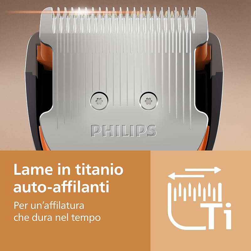 Hair Clipper Serie 9000 - Regolacapelli uomo donna, lame autoaffilanti, 28 impostazioni di lunghezza, incrementi di 1 mm, pettine Trim-n-Flow, autonomia fino a 180 min., 4 accessori, HC9721/15