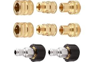 ENNSOO Pressure Washer Adapter Set, Pressure Washer Quick Connect Fittings, Set Quick Connect Kit with M22 Swivel to 3/8'' Quick Connect, 3/4" to Quick Release, M22-14 Fittings, 8 PCS