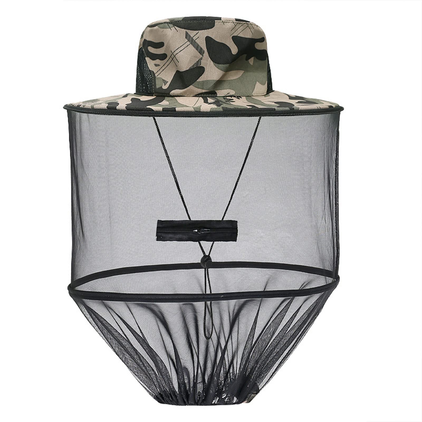 Beekeeping Beekeeper Folding Hat Mask Face Mesh Net Anti-mosquito Fishing and Camping Fly Netting Headwear Mosquito Hat with Net Mesh Bee Bug Insect Mask Cap