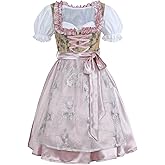 Nuoqi Oktoberfest Costumes Women 3 Piece German Dirndl Dress Costumes for Bavarian Oktoberfest Carnival