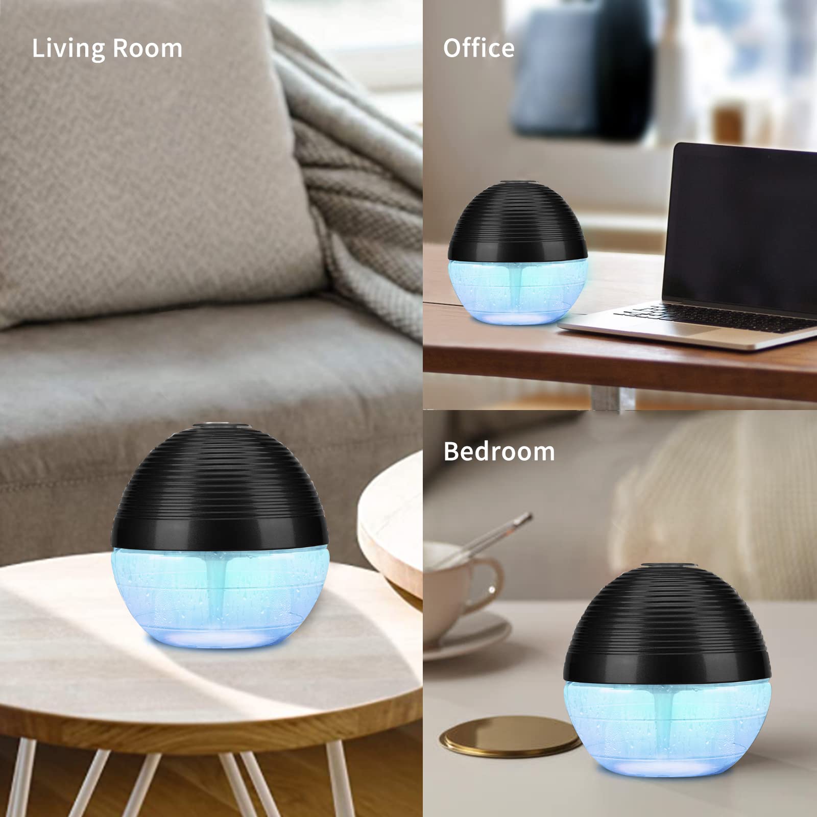 Water-Based Purifier Air Washer, Air Revitalizer & Freshener, Air Fresher with 6 Colorful lights for Rooms (Black)