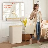 Lifewit 50L Slim Laundry Basket with Lid Beige Narrow Foldable Hamper view 4