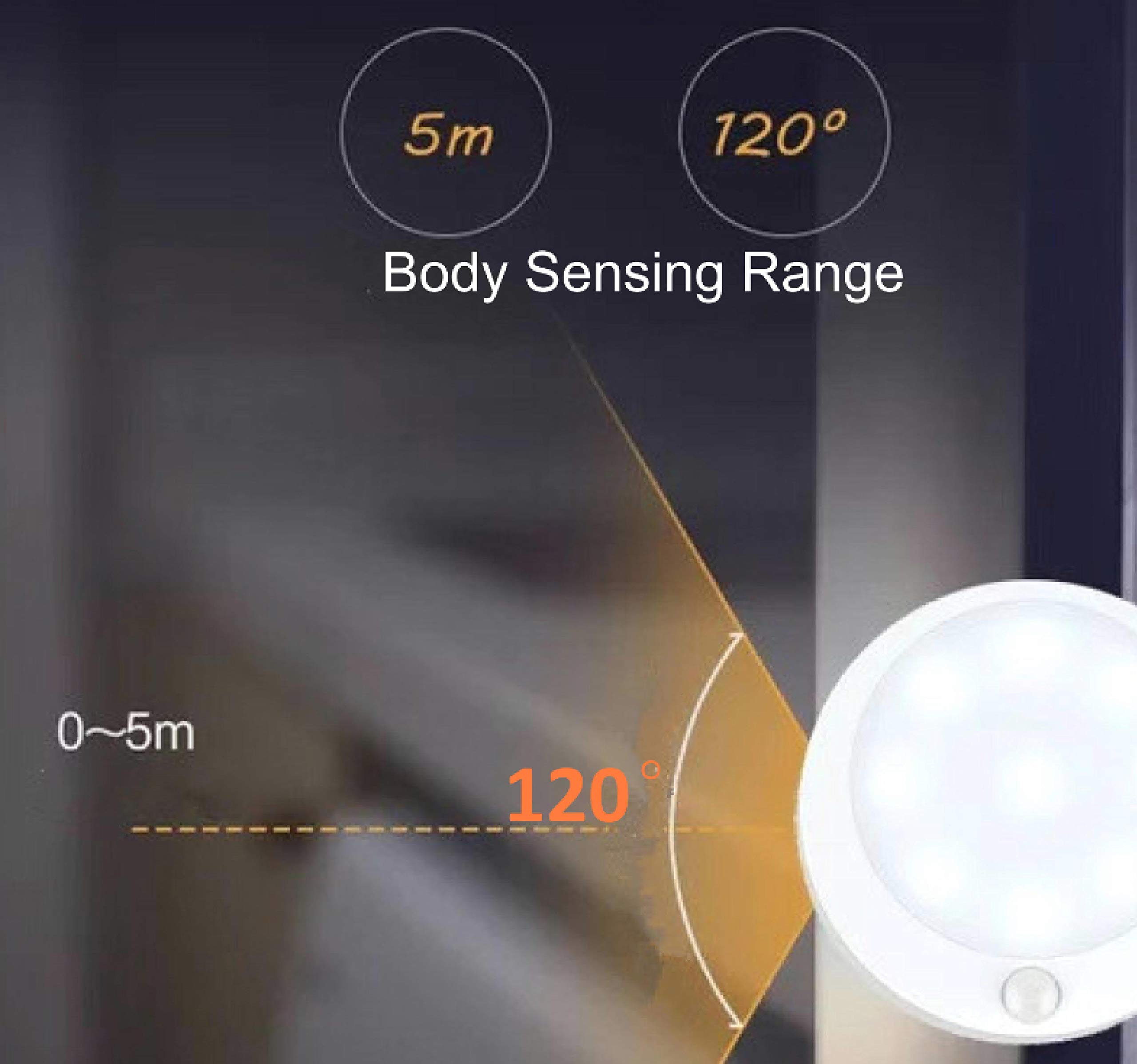 Motion Sensor Night Light Topopto Natural White Indoor Battery Operated Stick on Anywhere for Patio Lighting,Porch,Stairs