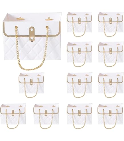Weiße Blumentüten Mit Metallkette – 6 Stück, Wiederverwendbar & Stylisch Für Blumensträuße, Hochzeit, Muttertag