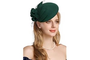RZTA Women's Vintage 100% Wool Felt Cloche Bucket Bowler Hat Winter Vintage Bow Fedoras Church Fascinator