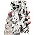 UEEBAI Ripple Case for iPhone 16 Pro Max, Cute Silver Cover Wave Shape for iPhone Case Pretty Aesthetic 3D Phone Cover, Water Ripple Shell 3D Chrome Design for Women and Girl, Silver