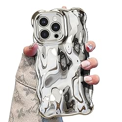 UEEBAI Ripple Case for iPhone 14 Pro, Cute Silver