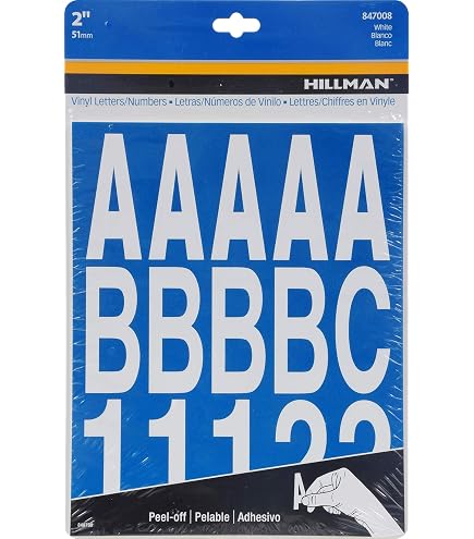 Hillman Buchstaben & Zahlen Set – Selbstklebend, 2,5 Cm, Schwarz/weiß Für Hausnummern & Beschriftungen