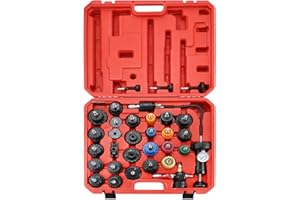 ATPEAM 32pcs Radiator Pressure Tester Kit Coolant Pressure Tester Vacuum Pump Type Automotive Cooling System Pressure Tester for Cars Trucks