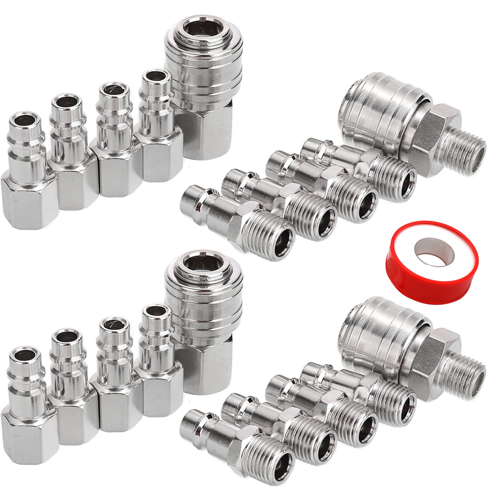 Air Quick Coupling 1/4" BSP 20pcs Quick Coupler Air Connector Air Connector for Air Tools, Air Compressors, Compressor Hoses
