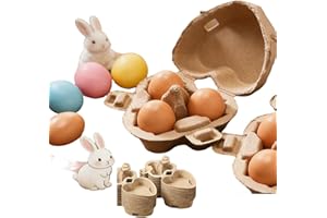 Generic 30 Pcs Easter Heart Shaped Eggs Cartons 3 Count Natural Paper Pulp Egg Cartons with Jute Rope Reusable Cardboard Stor