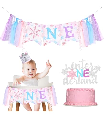 MEHOFOND Winter Onederland Banner – Lila/blaues Schneeflocken-Design, 240x180 Cm, Für 1. Geburtstag & Fotohintergrund