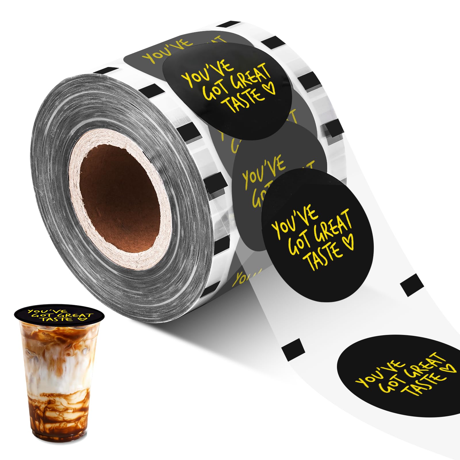 MXBAOHENG 3000pcs Bubble Tea Sealing Film Cup Sealer Film for PP Plastic Cup Φ 90mm (3.54'')-95mm (3.74'') (Black Letter)