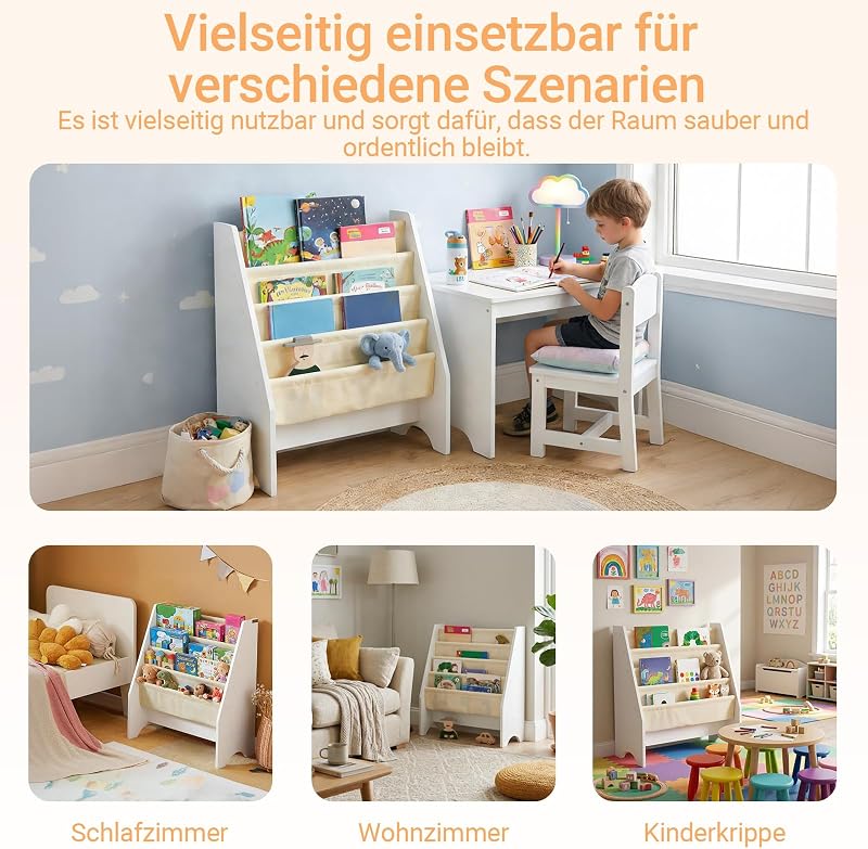 Kinder Bücherregal Montessori 62x71x29 cm für Kinderzimmer