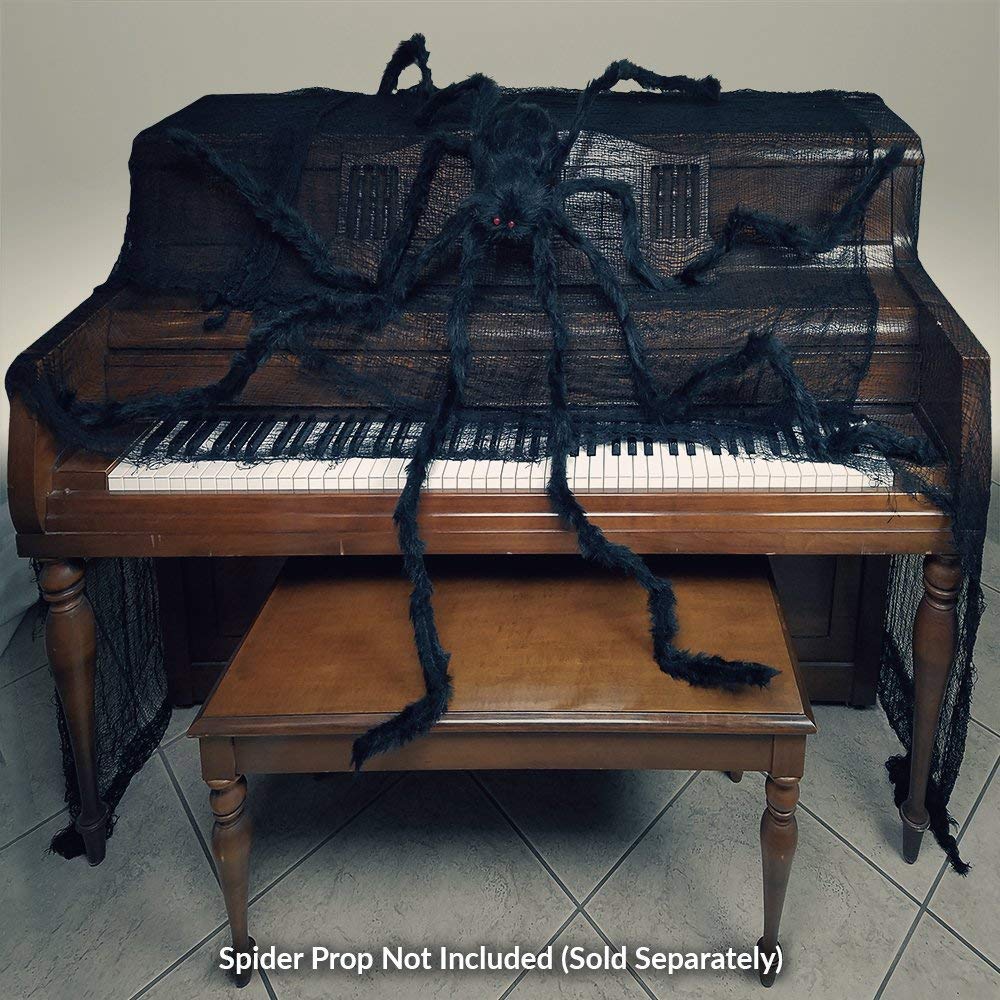 TissueDeep Giant Spider for Halloween Decorations Large Black Hairy Spider with Red Eyes Indoor Outdoor Decor Halloween Decor (6.6ft)