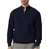 SOLY HUX Men's Quarter Zip Sweater Mock Neck Long Sleeve Pullover Knit Tops Sweaters