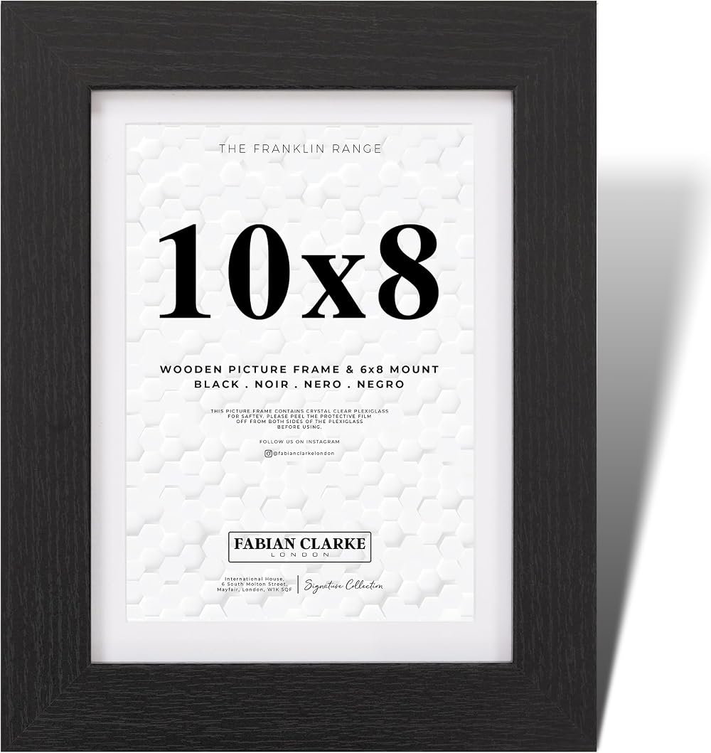 Fabian Clarke London 10x8 Picture Frame with 8x6 White Mount Black