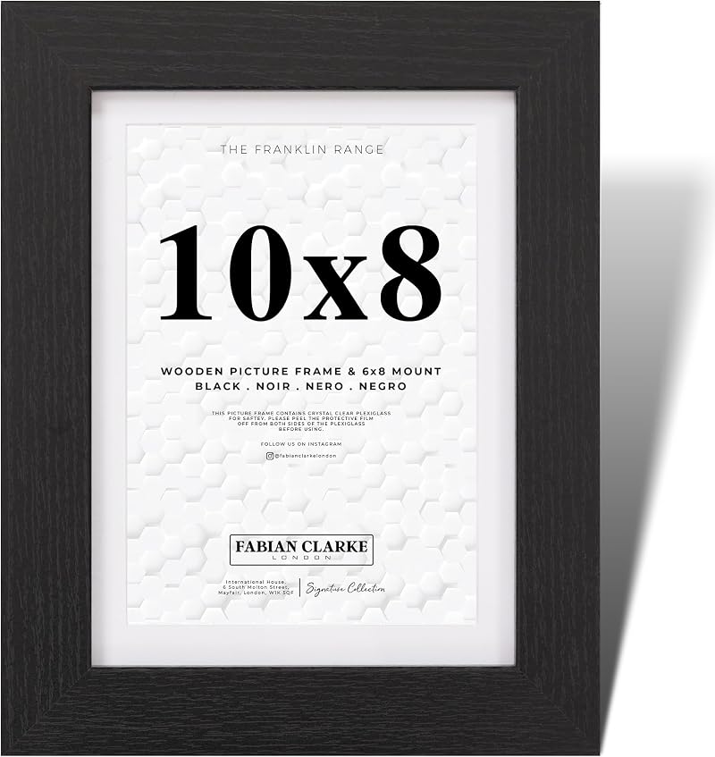 Fabian Clarke London 10x8 Picture Frame with 8x6 White Mount Black