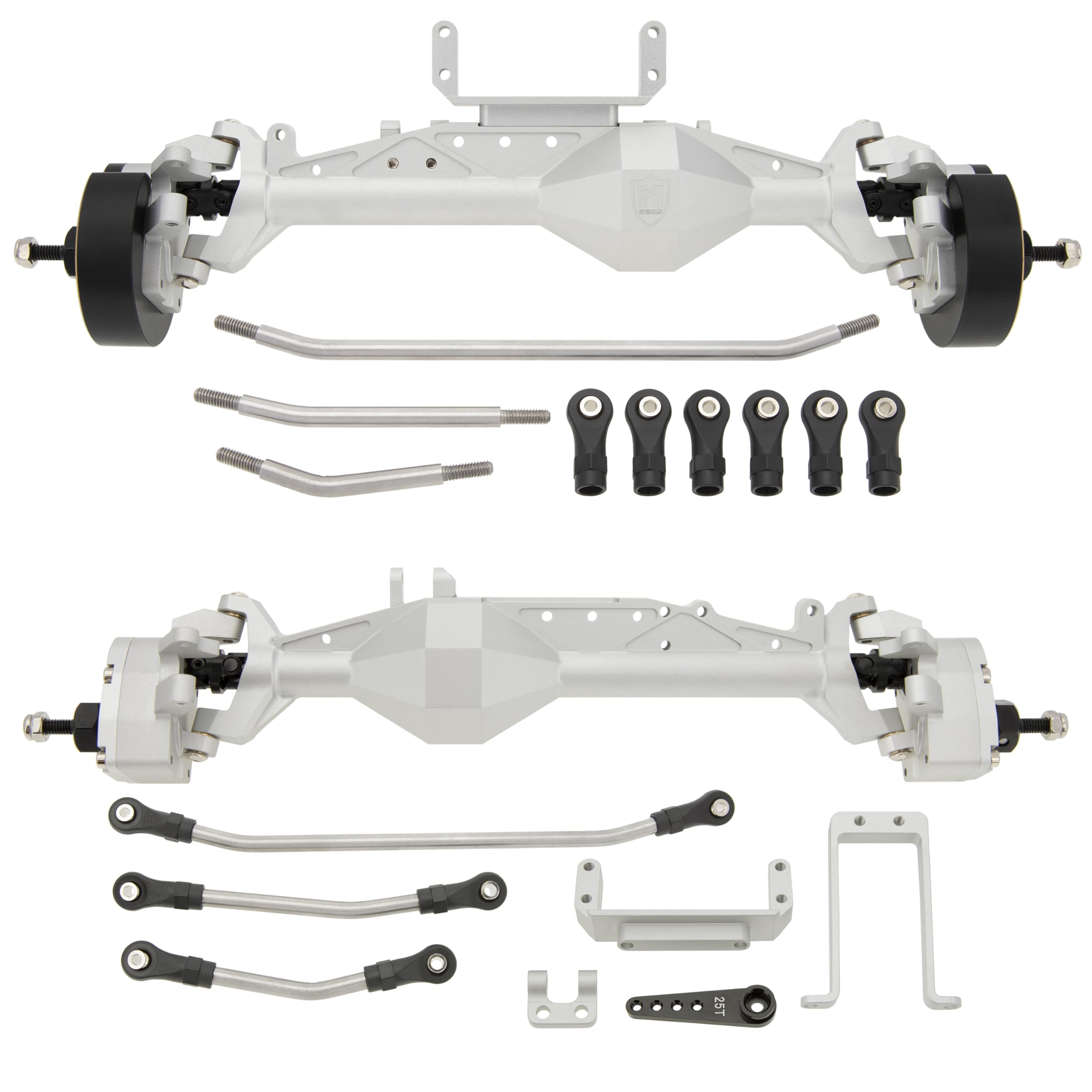 Photo 1 of MEUS RACING Capra 1.9 Portal Axles Kit with Isokinetic 3-Section CVDs and Ackerman Steering Structure for Axial Capra 1.9 4X4 and DIY SCX10 SCX10 II Upgrades Parts (Silver - 4WS)
