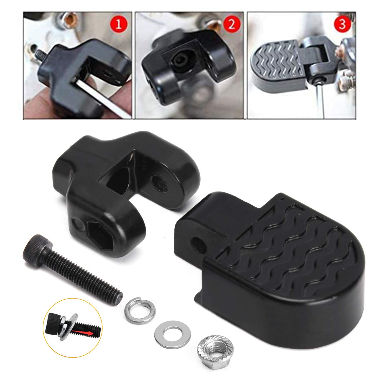 TOBWOLF 1 Pair Mini Bike Rear Pedals, 3.1x1.6 in / 8x4cm Aluminium Alloy Folding Bike Pegs, Non-Slip Bicycle Footrests, Foot Plates Pedals for Folding Mountain Bike, Foldable Bicycle