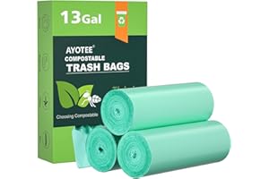 AYOTEE Compostable Trash Bags 13 Gallon Tall Kitchen, 45 Count Biodegradable Trash Bags 13 Gallon Garbage Bag, Large Compost Bag for Kitchen Bathroom Home Office