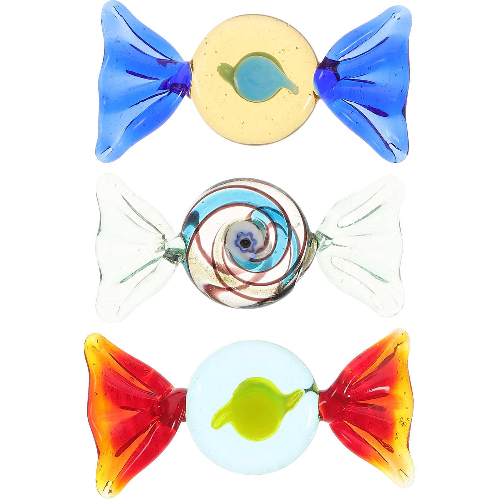 VICASKY 3pcs Vintage Murano Glass Candy Ornaments Handmade Artificial Candy Cute Sweets for Home Party Wedding Christmas Decor