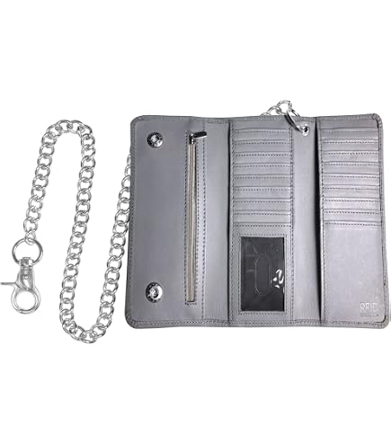 Amazon.com: RS Mens Wallet with Chain Leather Long Bifold Trucker