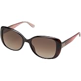 GUESS Women's Square Sunglasses Dark Havana Brown Gradient | Rx-ready lenses, Signature G temple logo, Includes GUESS case and cleaning cloth, Authentic designer eyewear