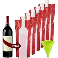 Accmor Portable Wine Bag Flask 6 Pack, Reusable and Collapsible Wine Bottles, Never Be Broke, Leak-Proof Travel Accessory wit