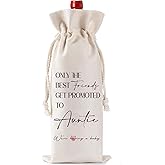 Pregnancy Announcement Wine Bag Gift - Funny New Mom Dad Pregnancy Reveal Gifts for Auntie Sister Friends, Double Sided Reusable Burlap Drawstring Wine Bag for New Baby Announcement Baby Shower