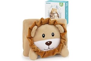 GEOPAI Baby Belly Band for Gas and Colic Relief, Flaxseed Baby Heated Tummy Wrap for Infants Colic Calm, Baby Heating Pad with Natural Warmth, Stomach Relief for Newborns to Toddlers for Fussy Infants (Lion)