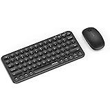 Wireless Keyboard and Mouse Combo, Jelly Comb KS45 2.4GHz Ultra Thin Compact Small Wireless Keyboard and Mouse Set for Laptop/PC, Window XP/Vista / 7/8/ 9 - Round Keycaps (Black)