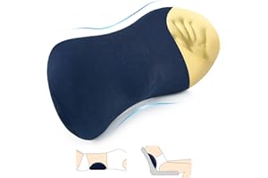 AGOKUD Lumbar Pillow, Lumbar Support Pillow for Car Seat and Office Chair, Memory Foam Back Pillow for Lower Back Pain Relief, Ergonomic Streamline Lumbar Support for Car, Chair, Rest, Travel(Navy Blue)