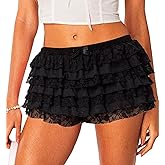 NUFIWI Women Lolita Bloomers Ruffle Shorts Lace Cute Pumpkin Pants Sexy Boyshorts Layered Y2k Mini Shorts Pettipants
