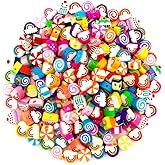 200pcs Candy Polymer Clay Beads, Mixed Rainbow Charm Spacer Beads for Bracelet Necklace DIY Jewelry Making (Candy Rainbow)