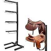 Abbylike 4 Tier Saddle Rack for Horses, 6.38 ft Heavy Duty Saddle Pad Stand Stable Blanket Tack Storage Stand for Western English Horses Pad Blanket Storage Organizer Stall Accessories
