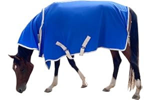 KABAHORZE Soft Polar Fleece Horse Blanket Horse Exercise Sheet,Comfort Fleece Contour Cooler,Perfect for Baths, Training, Horse Shows,Blue 78"