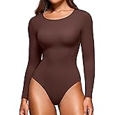 CRZ YOGA Butterluxe Long Sleeve Bodysuit for Women Crew Neck Tops Sexy Thong Breathable Stretchy
