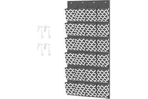 HOMYFORT Over the Door Shoe Organizer with 24 Extra Large Pockets - Hanging Shoe Rack Storage Holder for men shoes zapateras and 4 Sturdy Hooks for Women High Heels, Kids Slippers, Cruise, 68.5" Tall (Grey)