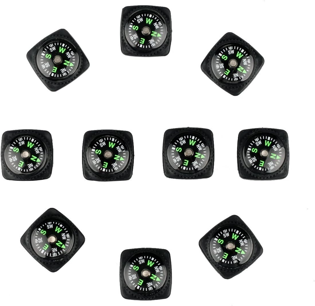 bayite Hard Shell Liquid Filled Button Compass Set for Survival Watch Band Paracord Bracelet Pack of 10 : Sports & Outdoors