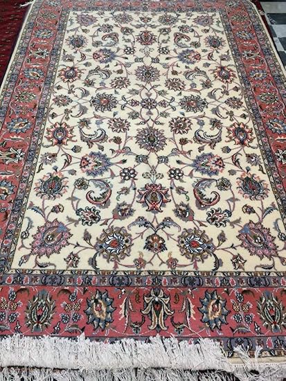 Amazon Radin Rugs 300 X 0 Cm ファインウール シルク ペルシャ ナエイン クリーム ラッカー レッド アフシャン 全体 デザイン ハンドノットラグ Persian ラグ カーペット 通販