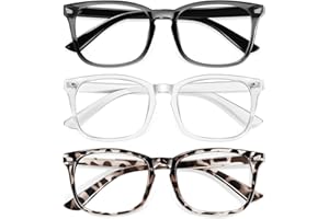 Okany Blue Light Glasses for Kids 3 Pack Blue Light Blocking Glasses for Girls Boys Computer Gaming Screen Glasses, Anti Glare Eyestrain Teen Fashion Glasses Age 3-10 (Grey Black+Transparent+Leopard)