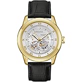Bulova Men's Classic Sutton 4-Hand Automatic Watch, 24-Hour Sub Dial, Open Aperture, Self-Winding, Exhibition Caseback, Double Curved Mineral Crystal, Luminous Hands, 42mm