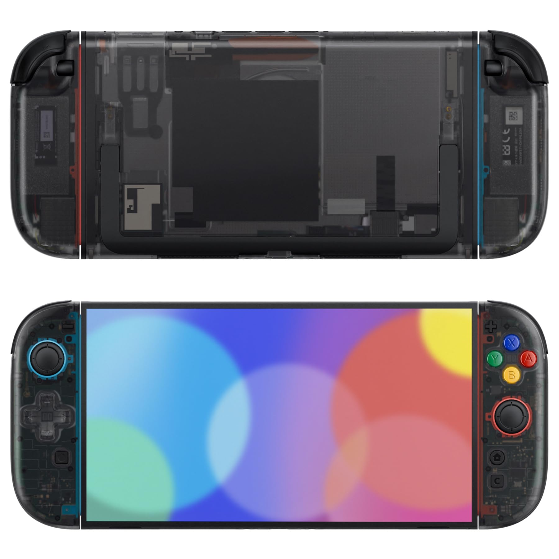 eXtremeRate DIY Replacement Shell Buttons (D-Pad Ver) for Nintendo Switch 2, Full Set Rear Back Plate Controller Housing Buttons for Switch 2 Console & Joycon 2 - Essence Version - Clear Slate Black