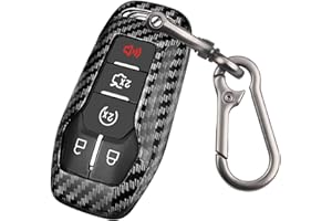QBUC for Ford Key fob Cover,Carbon Fiber Car Key Case Protector with Keychain Compatible with with Ford Fusion F-150 Edge Explorer Mustang Lincoln MKZ MKC 4/5 Buttons Smart Key