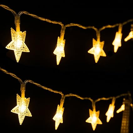 Amazon Co Jp イルミネーション Ledライト 飾り 灯りインテリア ホームパーティー クリスマス イベント 結婚式 室内 屋外用 誕生日 4m 40球 星形 電池式 防水 ホーム キッチン
