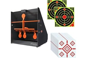 AIMAX OUTDOOR Pellet Gun Target Trap with Center Shot - 12pcs Paper Targets and 4 Resetting Metal Shooting Targets for Airgun, Rifle, Rimfire, Perfect for Backyard, Outdoor, Indoor Shooting Practice