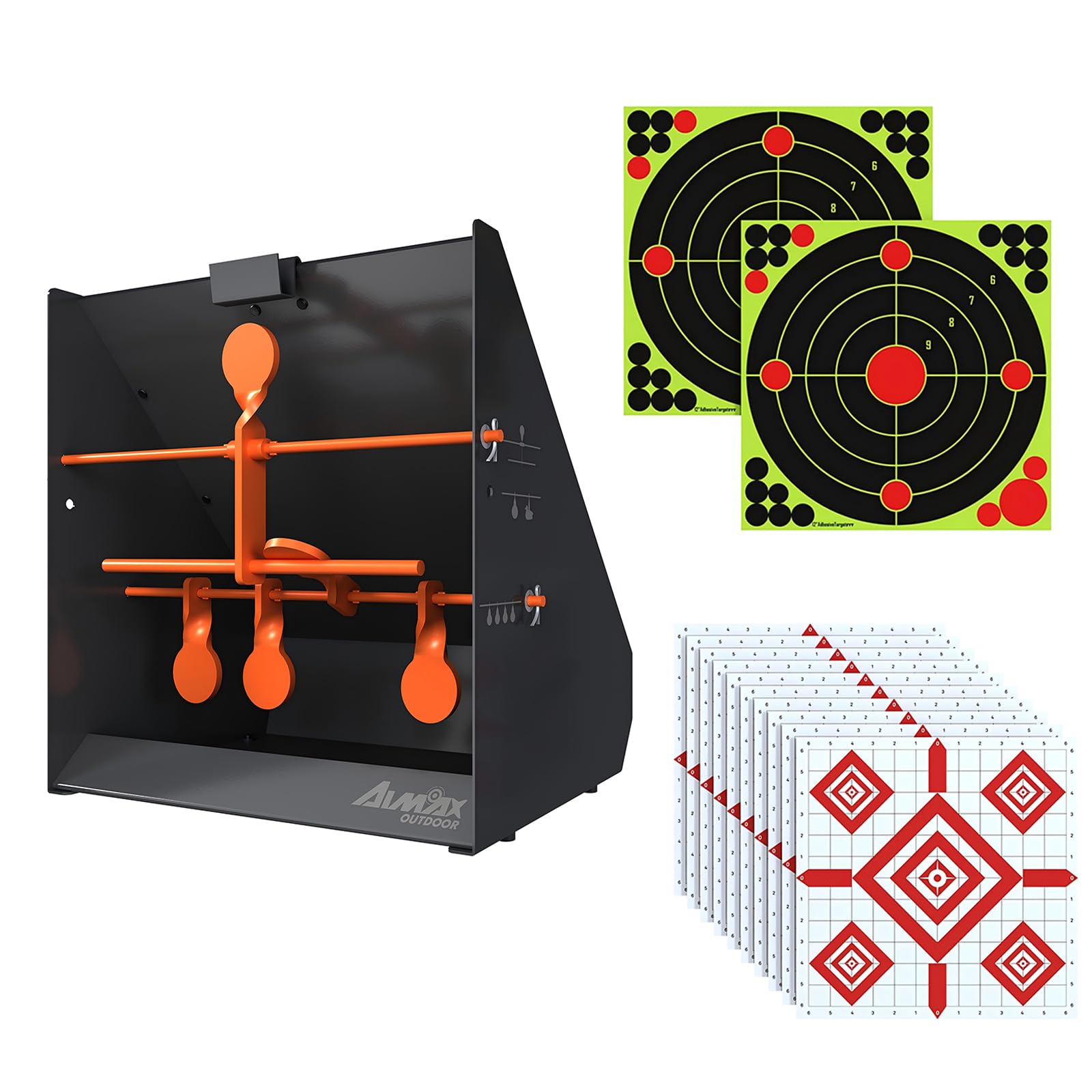 Photo 1 of **MISSING PARTS**
AIMAX OUTDOOR Resetting Shooting Targets Trap with 12pcs Paper Targets, Bullet Trap Box Rated for .22 .177 Caliber Rimfire, Auto Reset Metal Target for Pellet Rifle Airgun