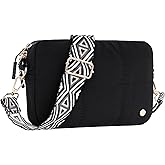 Toptime Quilted Crossbody Bags for Women, Nylon Shoulder Bag with Adjustable Guitar Strap Lightweight Puffer Travel Purse
