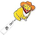 Funny Cowboy Cat Nurse Badge Reel, Cute Work Badge Holder with Retractable Clip, Pediatric Badge Buddy, Nursing Student RN LPN CNA MA Medical Worker Teacher Doctor ID Name Badge Clip Accessories